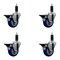 Service Caster 3.5'' Blue Poly Swivel 1-1/8'' Expanding Stem Caster Set with Brake, 4PK SCC-EX20S3514-PPUB-BLUE-PLB-118-4 - alternate 1